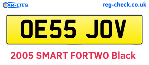 OE55JOV are the vehicle registration plates.