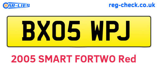 BX05WPJ are the vehicle registration plates.