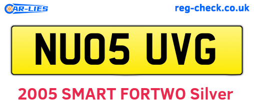 NU05UVG are the vehicle registration plates.