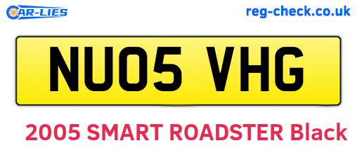 NU05VHG are the vehicle registration plates.