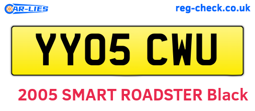 YY05CWU are the vehicle registration plates.