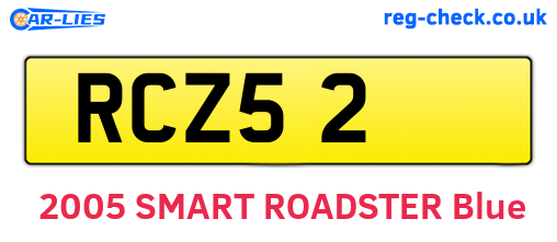 RCZ52 are the vehicle registration plates.