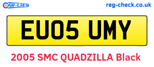 EU05UMY are the vehicle registration plates.