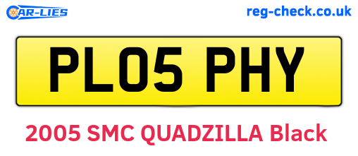 PL05PHY are the vehicle registration plates.