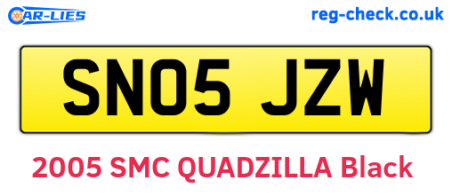 SN05JZW are the vehicle registration plates.