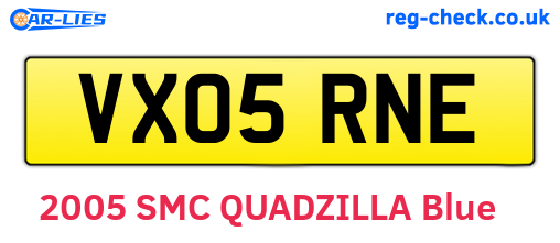 VX05RNE are the vehicle registration plates.