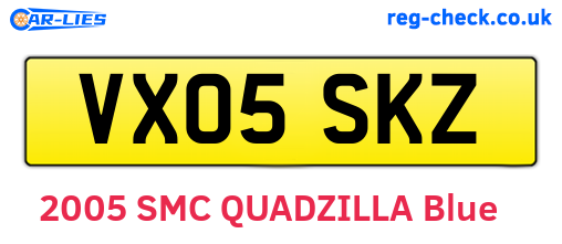 VX05SKZ are the vehicle registration plates.