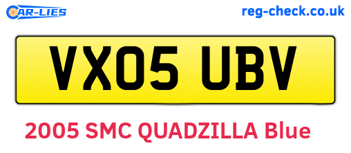 VX05UBV are the vehicle registration plates.