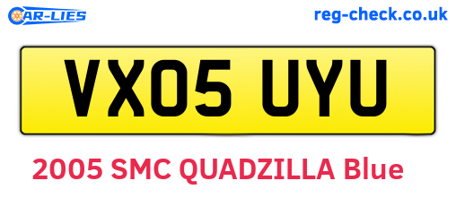 VX05UYU are the vehicle registration plates.