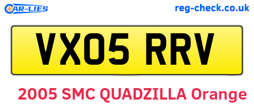 VX05RRV are the vehicle registration plates.