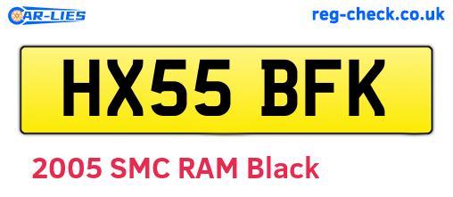 HX55BFK are the vehicle registration plates.