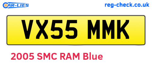 VX55MMK are the vehicle registration plates.