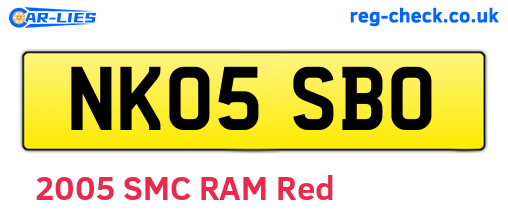 NK05SBO are the vehicle registration plates.