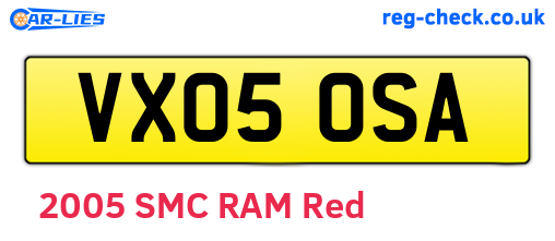 VX05OSA are the vehicle registration plates.