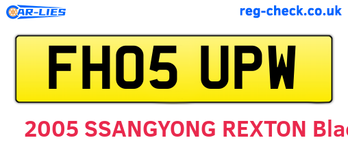 FH05UPW are the vehicle registration plates.
