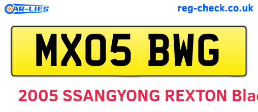 MX05BWG are the vehicle registration plates.