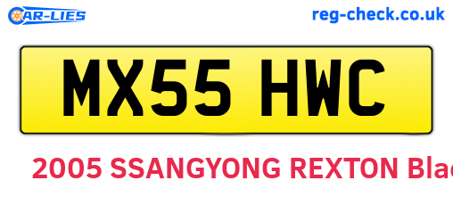 MX55HWC are the vehicle registration plates.