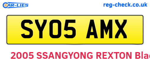SY05AMX are the vehicle registration plates.