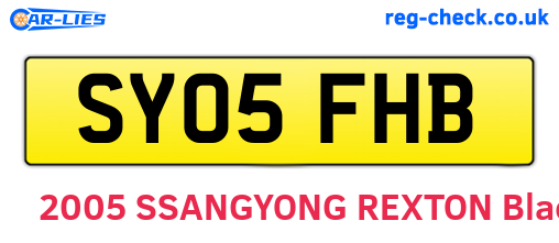 SY05FHB are the vehicle registration plates.
