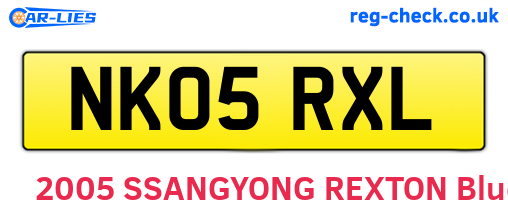 NK05RXL are the vehicle registration plates.