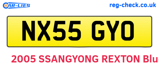 NX55GYO are the vehicle registration plates.