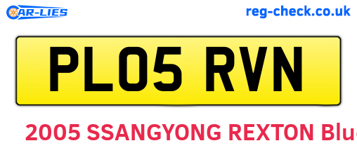 PL05RVN are the vehicle registration plates.