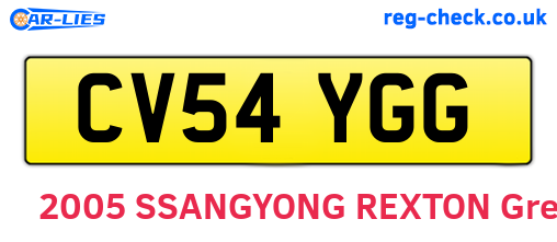 CV54YGG are the vehicle registration plates.