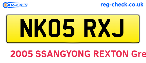 NK05RXJ are the vehicle registration plates.