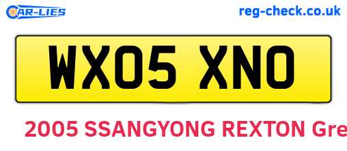 WX05XNO are the vehicle registration plates.