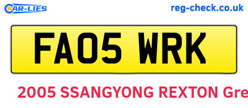 FA05WRK are the vehicle registration plates.