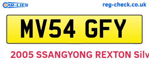 MV54GFY are the vehicle registration plates.