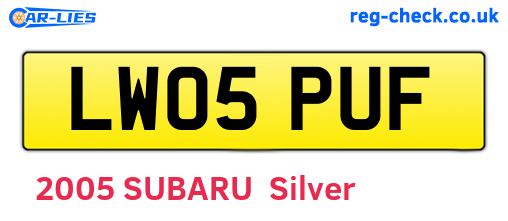 LW05PUF are the vehicle registration plates.