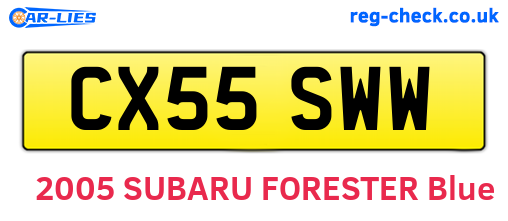 CX55SWW are the vehicle registration plates.