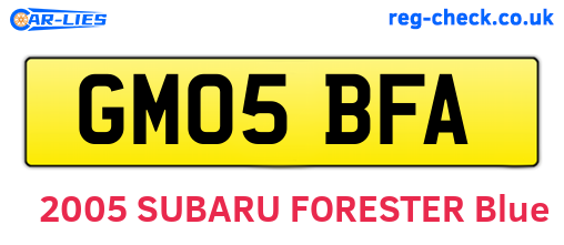 GM05BFA are the vehicle registration plates.