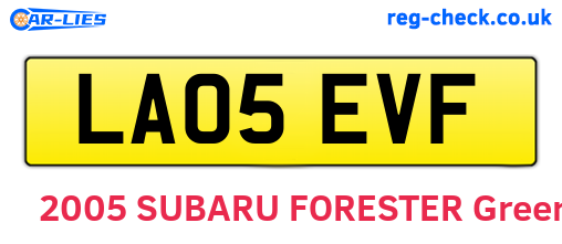 LA05EVF are the vehicle registration plates.