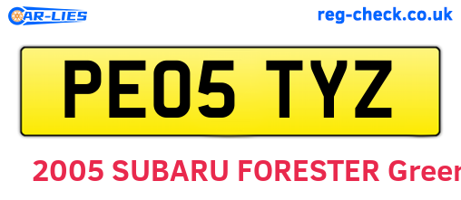 PE05TYZ are the vehicle registration plates.