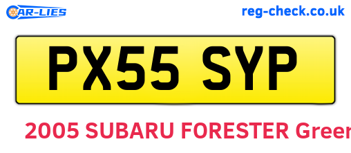 PX55SYP are the vehicle registration plates.