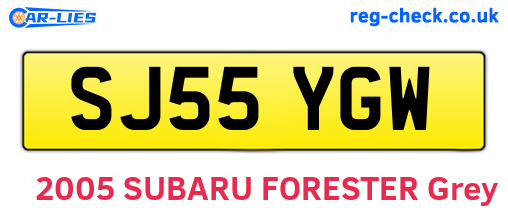 SJ55YGW are the vehicle registration plates.