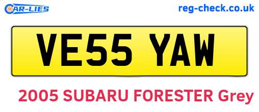 VE55YAW are the vehicle registration plates.