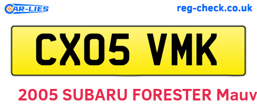 CX05VMK are the vehicle registration plates.