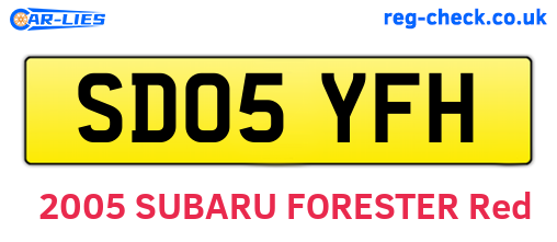 SD05YFH are the vehicle registration plates.