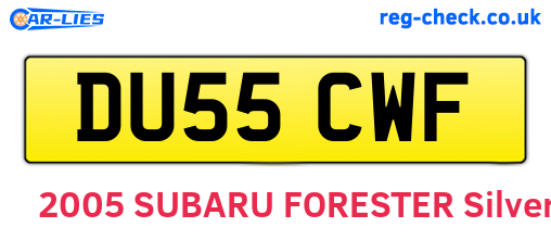 DU55CWF are the vehicle registration plates.