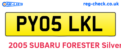 PY05LKL are the vehicle registration plates.