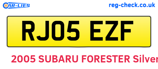 RJ05EZF are the vehicle registration plates.