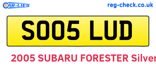 SO05LUD are the vehicle registration plates.