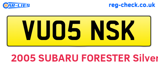 VU05NSK are the vehicle registration plates.