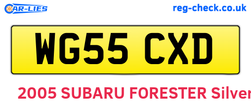 WG55CXD are the vehicle registration plates.