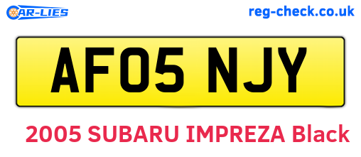 AF05NJY are the vehicle registration plates.