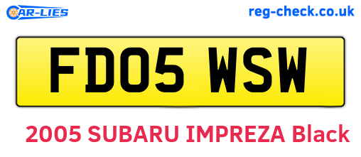 FD05WSW are the vehicle registration plates.