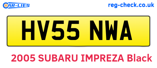 HV55NWA are the vehicle registration plates.